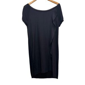 Si-iae Dress Black Short Sleeve Round Neck Pullover Shift Dress Size Large